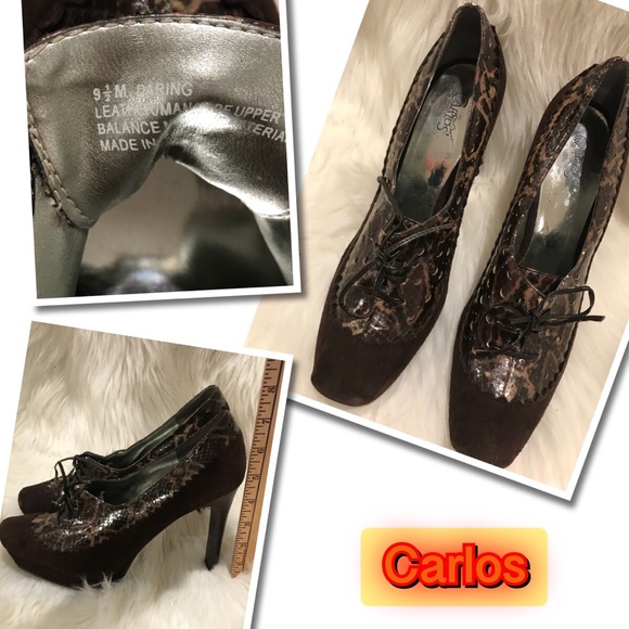 Carlos Brown Suede Lace Up Dress Shoe Size 9.5 - Picture 1 of 6